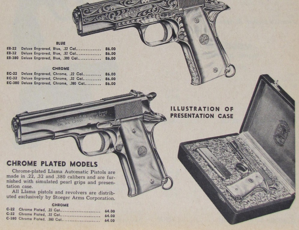 Vintage 1965 LLAMA Deluxe Engraved Pistol Print Ad