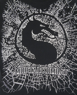 MORTAL KOMBAT CLASSIC LOGO WITH BROKEN GLASS LOOK - BLACK MEDIUM T-SHIRT K712