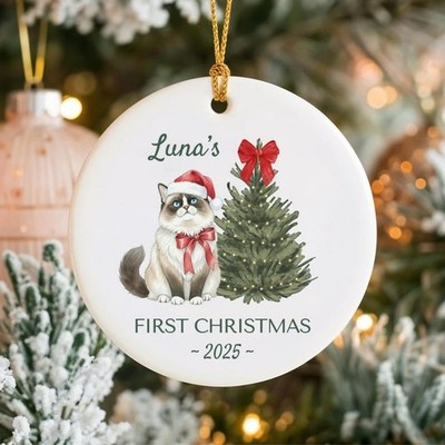 Personalized Ragdoll Cat Ornament, Custom Pet Keepsake, Cat�s First Christmas...
