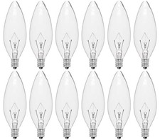 12-Pack E12 Candelabra Light Bulbs 40W Warm White 2500K, 40W-12PCS Silver Base