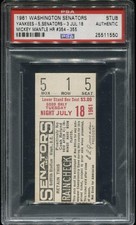07-18-1961 Senators / Yankees ~Mickey Mantle Home Run 354 & 355~ Ticket Stub PSA