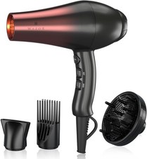 Secador de Pelo Salon Ligero 1875W con Difusor y Boquilla de Secado Rapido