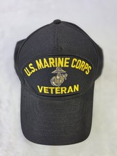 Vintage Eagle Crest U.S. Marine Corps Veteran Snapback Hat Black USA Military...
