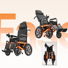Electric Wheelchair Reclining Foldable Lightweight Seniors 16" Aluminum Tires