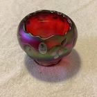 Fenton Hand Painted Iridescent Ruby Red Iridescent Carnival Glass Bowl