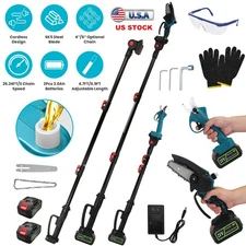 Cordless Pole Saw Extension Rod Battery Powered 4" Mini Chainsaw Trimming Tool