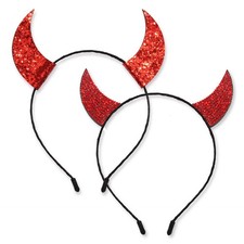 Halloween Devil Horns Headband Party Wear Hair Band Headpiece Red Rhinestone