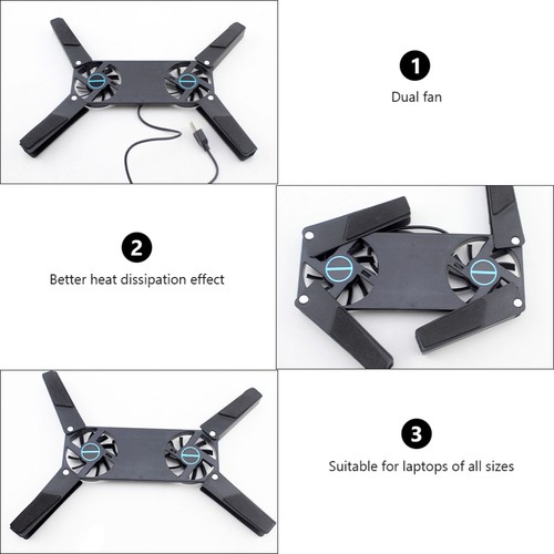 2PCS Laptop Cooling Pad Folding Laptop Ventilated Support USB Cooler - 第 6/12 張圖片