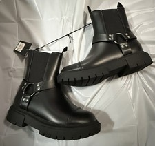 Art Class Kids' Crosby Harness Moto Boots Black Zipper Pull Tab Size 13