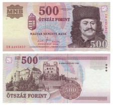 Hungary 500 Forint (2008) - Rakoczi/Sarospatak Castle/p-196b AU Counting Ticks