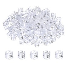 100-Pack Plastic Clothes Hanger Markers 3XL Size for 3mm Rod Transparent 