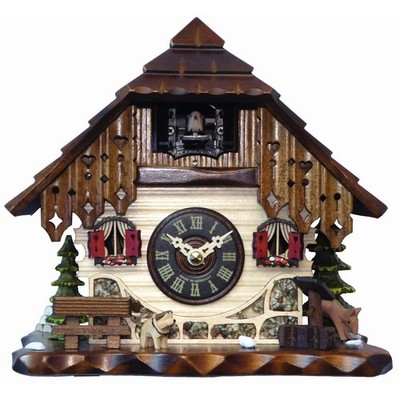 Engstler - 40310_QM - Kuckucksuhr - Quarz - Nussbaum - mit Musik - 22 cm