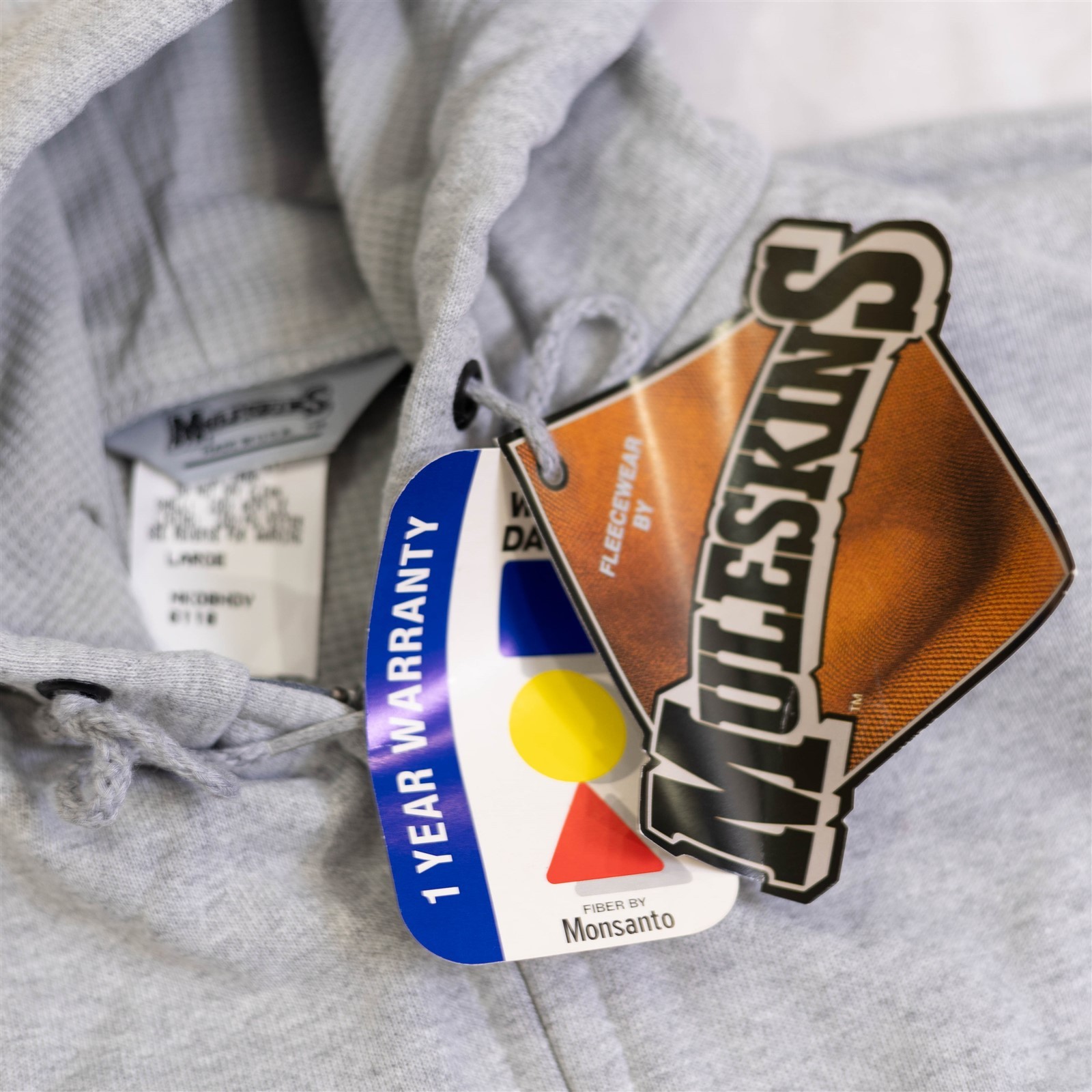Muleskins by Carhartt Hoodie Vintage 1990s Full Zip Large Gray -USA Made image 6