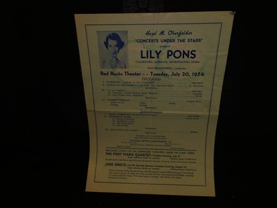 VINTAGE LILY PONS  CONCERT UNDER THESTARS ADVERTISING AD - 100% ORIGINAL