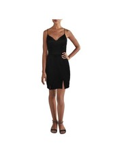 CITY STUDIO Womens Black Stretch Back Spaghetti Strap Mini Dress 11