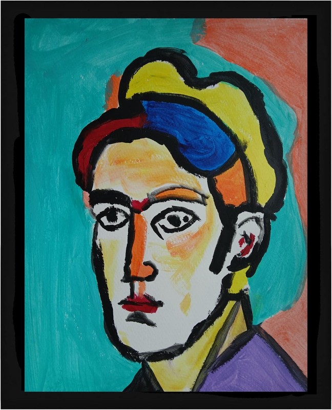 ABSTRACT /EXPRESSIONISM  11x14 Sailor Man Modern Street ART Colorful  Painting