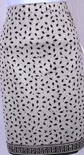ST.JOHN Women's Silver Black Print Sequins Studs Throughout Shimmer Skirt Sz 12