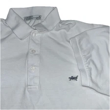 Criquet Men’s White Polo Made In USA Medium, Cricket Embroidered Patch, Cotton