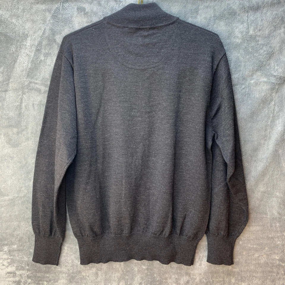 ORVIS Mens Dark Gray 100% Wool Quarter Zip Sweater Size M Golf Casual Preppy - Image 3 of 4