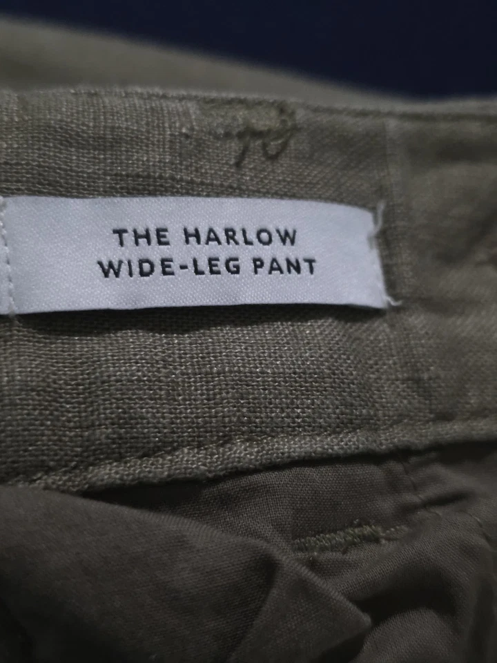 Calça Madewell Feminina 0 Verde The Harlow Perna Larga Linho Cintura Alta - Imagem 4 de 4