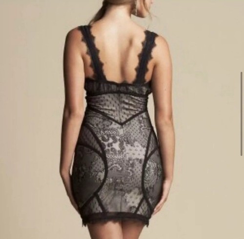 Bebe Womens Black Nude Lace Bodycon Bustier Mini Dress Extra Small - Picture 4 of 7