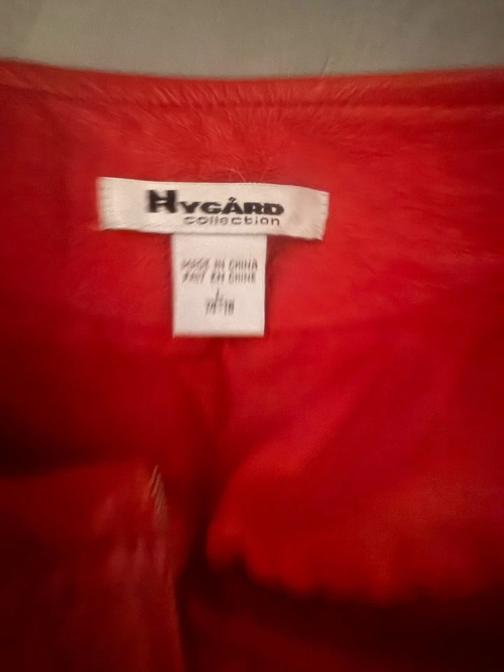 Mujer Peter Nygard, Chaqueta Cuero Rojo con Mangas Tejidas, Talla Lg SKU#263 Foto 3 de 4