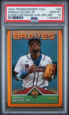 2024 Topps Transcendent  Icons Chrome Ronald Acuna JR  Var Org Ref #49 PSA 10