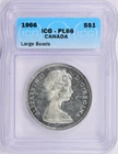Canada 1966 Silver Dollar Large Beads KM-64.1 ICG PL-66