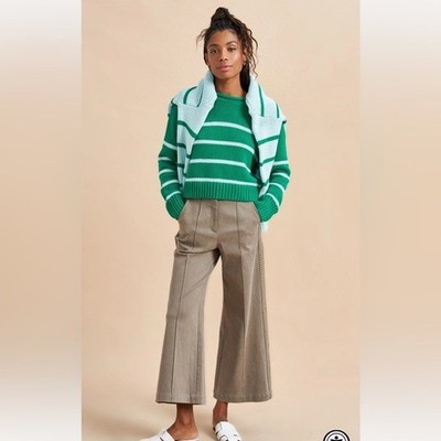 La Ligne''Sakara'' Mini Marina Sweater (Green/Cream) Size XS