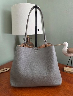 MCM Sarah Hobo Gray Pebbled Leather Shoulder Bag COA