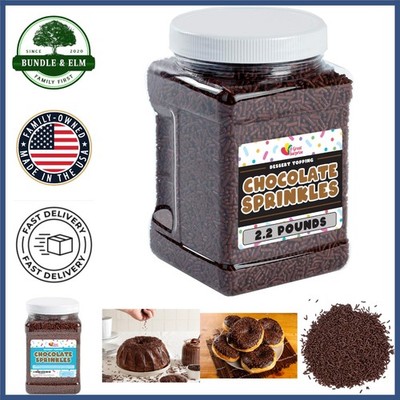 Bulk Chocolate Sprinkles, 2.2 Pounds Jimmies for Ice Cream & Baking Treats