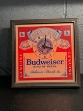 Vintage Budweiser King of Beers Lighted Advertising Clock 13.5” Square