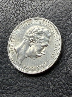 3 Mark 1909 A Wilhelm II. Deutscher Kaiser König v. Preussen Slber Münze Reichsm