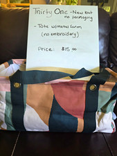 Thirty-One Abstract Multicolor Tote, Black Ny...