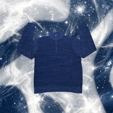 Michael Kors Mens Large Blue Heathered Quarter Zip Pullover Sweater Knit L