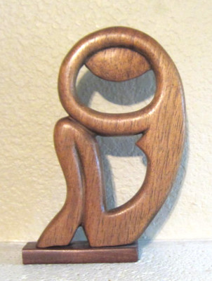 Thinking Woman Hand Carved Wooden Abstract Sculpture Home Decor Accent Piece