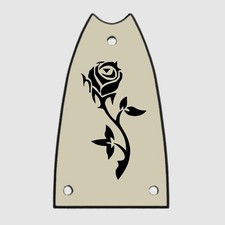 GUITAR TRUSS ROD COVER Engraved Etch Fit EPIPHONE Scoop - ROSE Flower Vine CREAM
