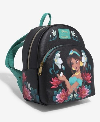 Disney Loungefly Jasmine Floral Mini Backpack - Black & Teal Aladdin Exclusive Princess Jasmine Moonlit Palace Mini  main image 3