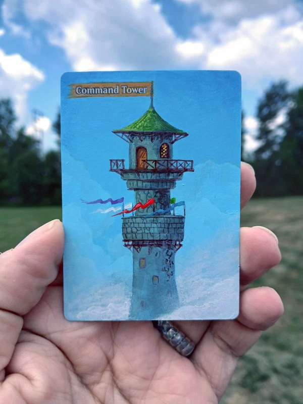 Command Tower Magic Hand Painted Alter ACEO Custom Card