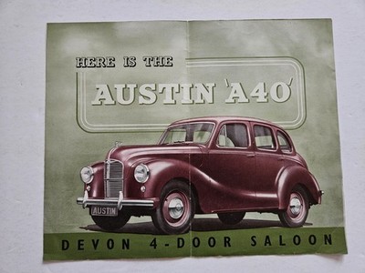 AUSTIN A40 DEVON 4-TÜRER LIMOUSINE VERKAUFSPROSPEKT 1948-1950