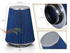 3.5 Inches 89 mm Cold Air Intake Cone Truck Filter 3.5" New BLUE For Hyundai
