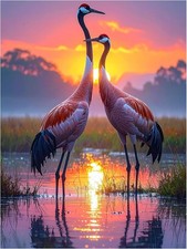 Tile Mural Red-Crowned Cranes Sunset Wildlife Kitchen Bathroom Wall Backsplash