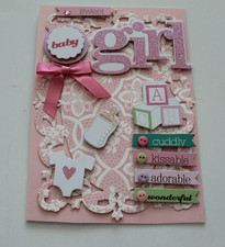 Anna Griffin "Baby Girl" w/Flowers 3D Handmade Layered Card