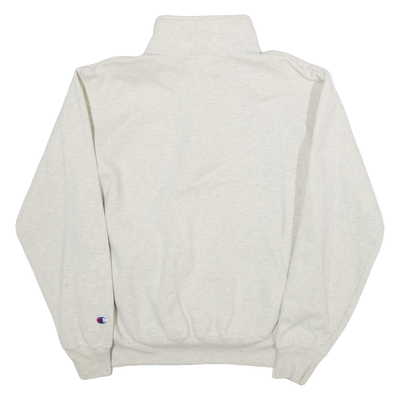 Vintage CHAMPION Hood College Mens Sweatshirt Grey 1/4 Zip 80s USA