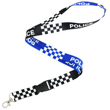 Police Battenberg Black & Blue Cosplay Fancy Dress Lanyard ID Pass Holder