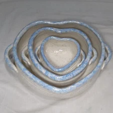 Heart-shaped Nesting Serving Bowls Ceramic Set of 3 Valentines 
