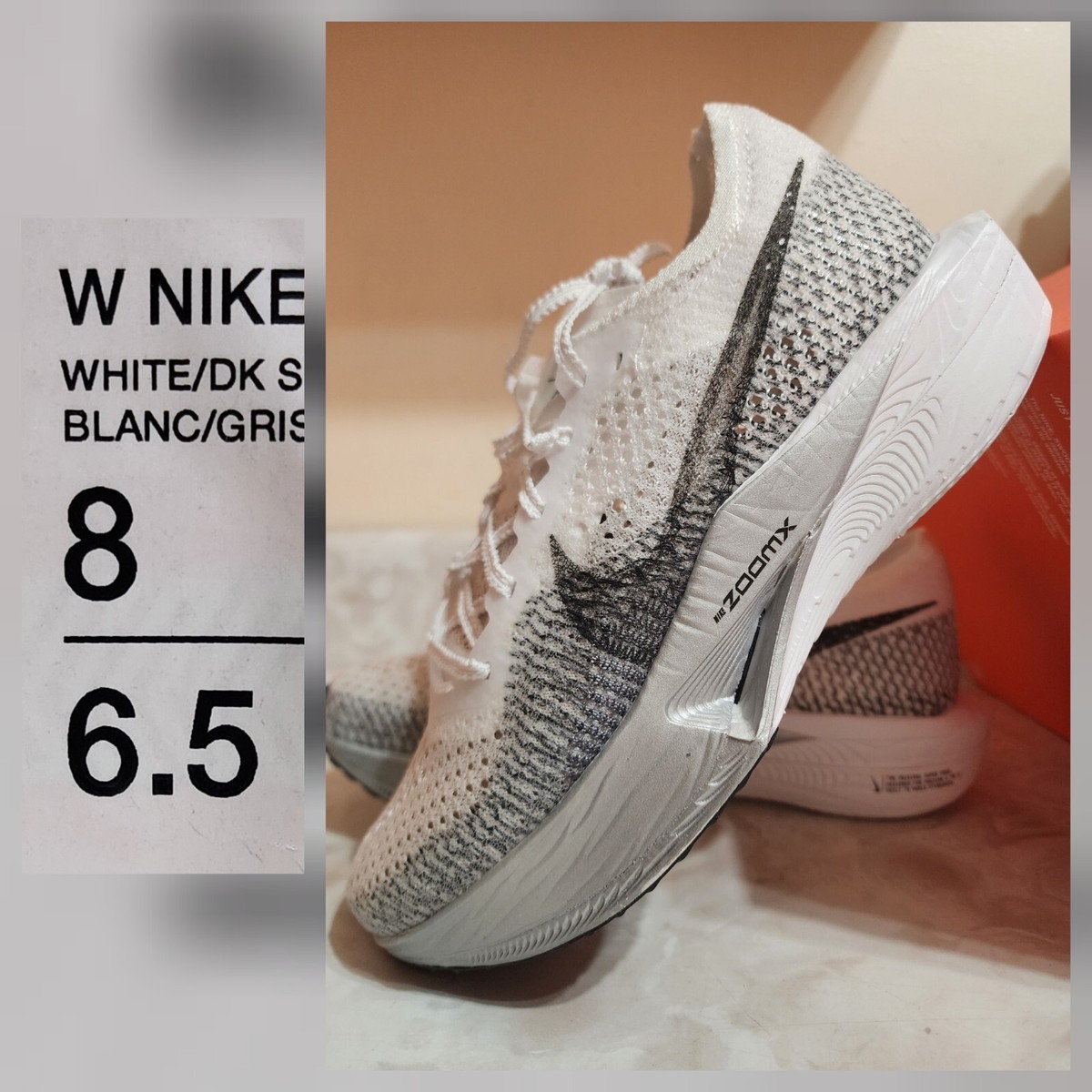 Women's Size 8 Nike ZoomX VaporFly Next% 3 White Particle Grey