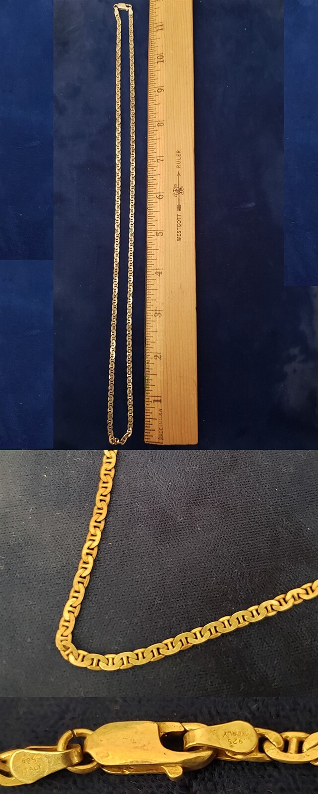 Solid 925 Sterling Silver Flat Anchor Mariner 24"… - image 1