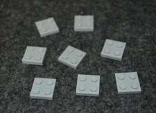 (8) 2x2 Light Gray Standard Plate Bricks ~ Lego ~ NEW ~