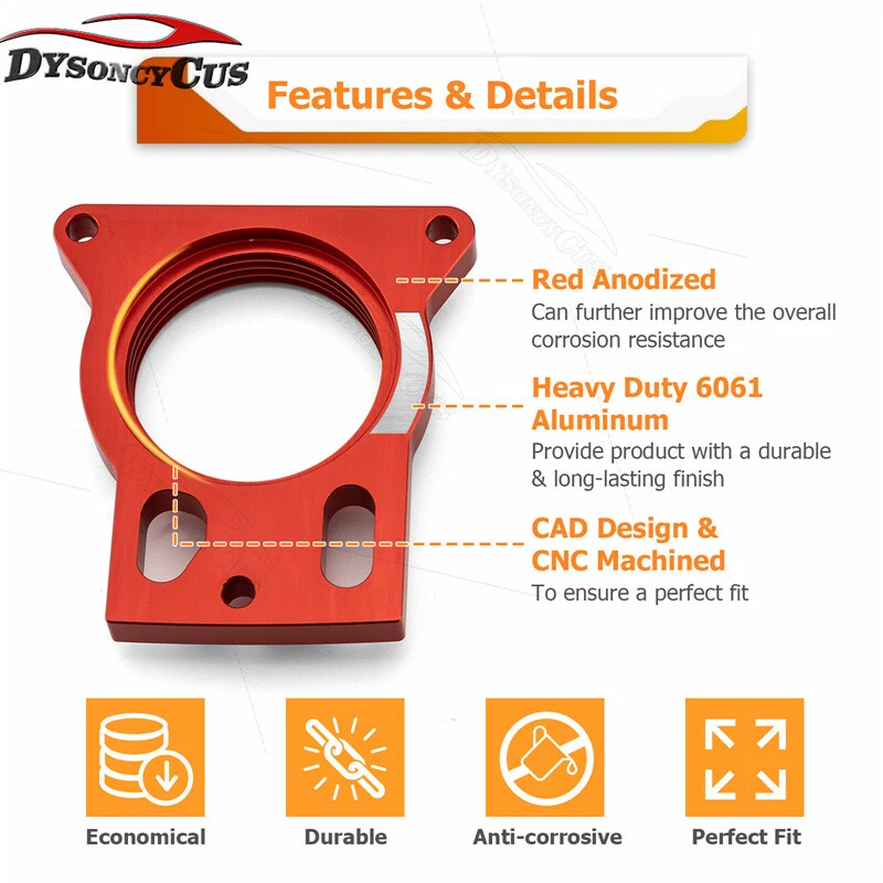 Throttle Body Spacer For Chevy Silverado & GMC Sierra 1500 4.8L 5.3L 6.0L 99-07 — 第 3/4 张图片